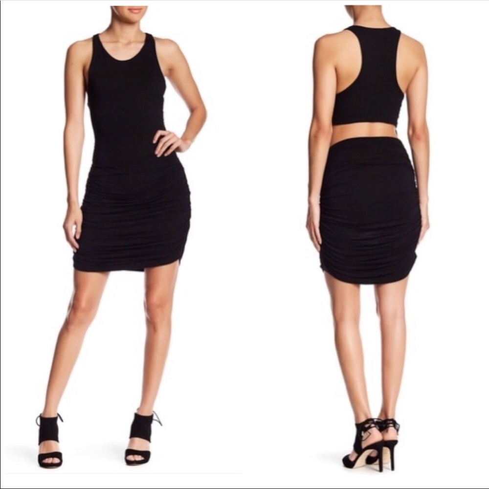 Young Fabulous and Broke Becky Black Ruched Dress